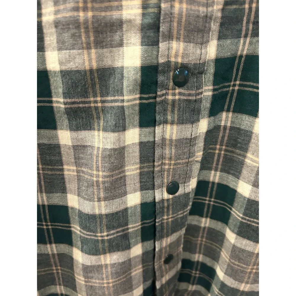 Rumi + Ryder Kids Reversible Plaid Shirt Green Grey‎ Blue Size L 12-14 NWT k7177